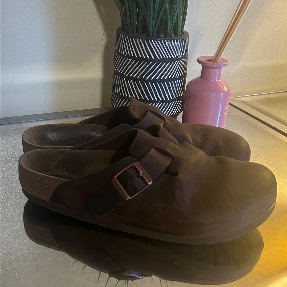 Birkenstock Oiled Leather Footbed Clogs in Habana